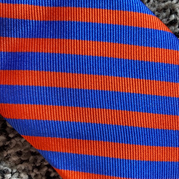 Southern Tide Orange & Blue Diagonally Striped Tie - Picture 5 of 5